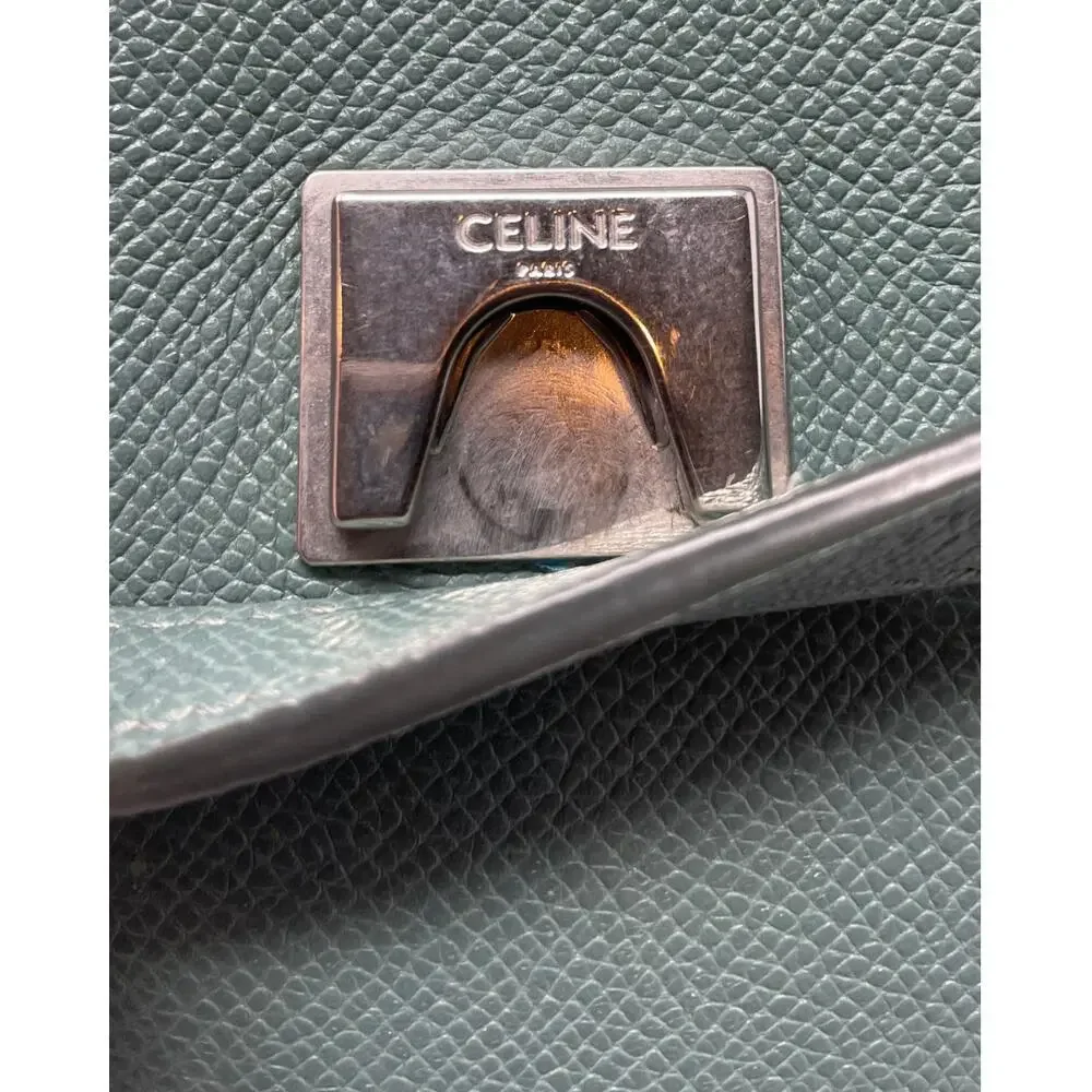 Celine Micro Belt Bag Green Crossbody Shoulder Top Handle Purse Leather 2-Way